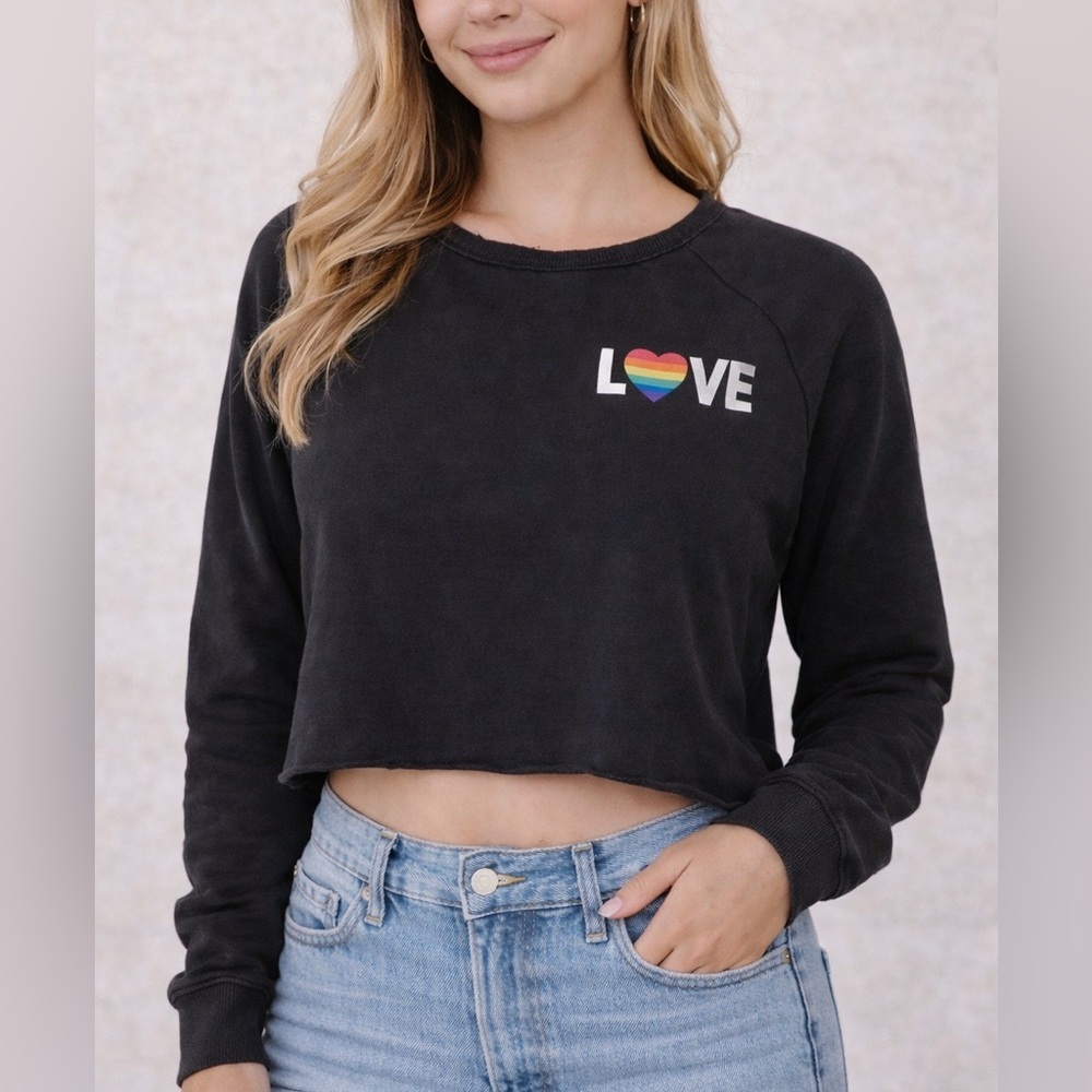 Spiritual Gangster LOVE Rainbow Cropped Sweatshirt | Medium